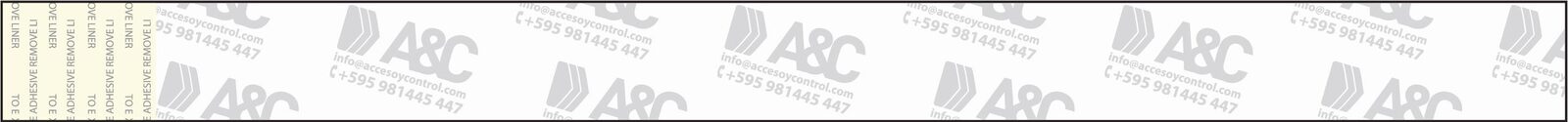 Reverso de la pulsera con la marca de agua de A&C impresa en diagonal sobre todo el material